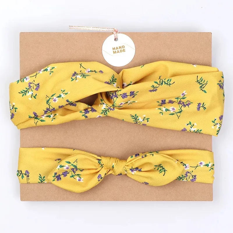 MIXIU 2pcs Mom And Baby Headbands Rabbit Ears Elastic Hair Bands Bow Print Hairbands Parent-child Accessories Kids Gifts | Детская