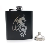 alalinong dragontotem black hip flask 6 oz stainless steel personalized flask laser engraved dragon for whiskey liquor alcohol