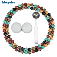 mogoko new 6 colors wax beads120 pcsstar shape bottled sealing wax beads with melting spoon white candle for wax seal stamp