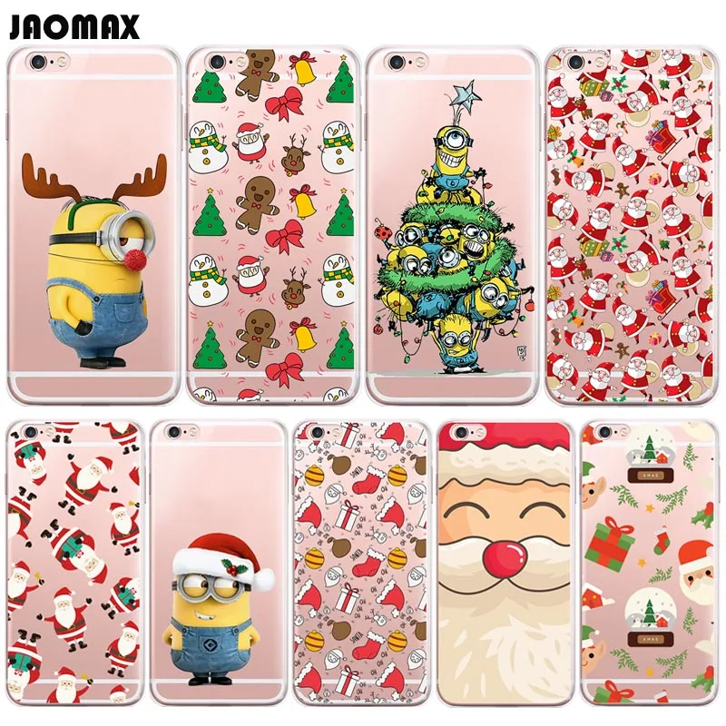 Милый Забавный чехол Санта-Клауса с Рождеством для iPhone Xs 8 6 6S Plus X 5 5S SE 7 Прозрачный