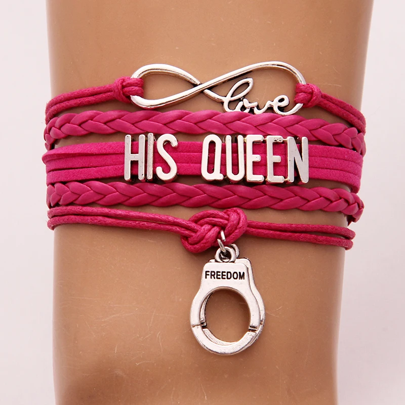 (10 шт./лот) браслет Бесконечность любовь его королева наручники и Браслеты