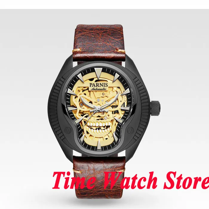 

40mm Parnis hollow skeleton dial mens watch 710 PVD case gold MIYOTA movement