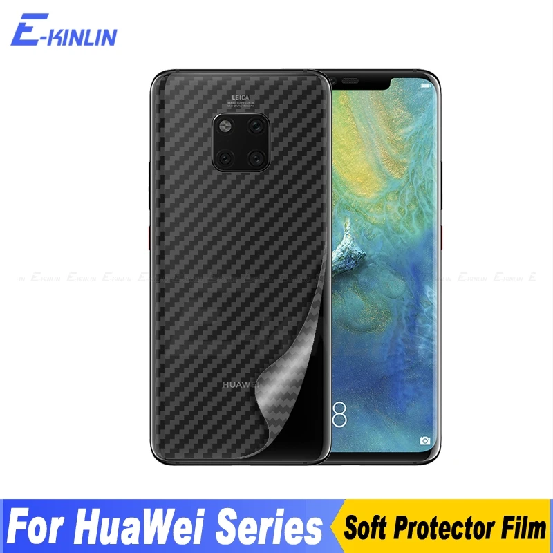 Задняя крышка из углеродного волокна для защиты экрана Huawei Mate 40 40E 30 30E RS 9 10 20 20X X Lite