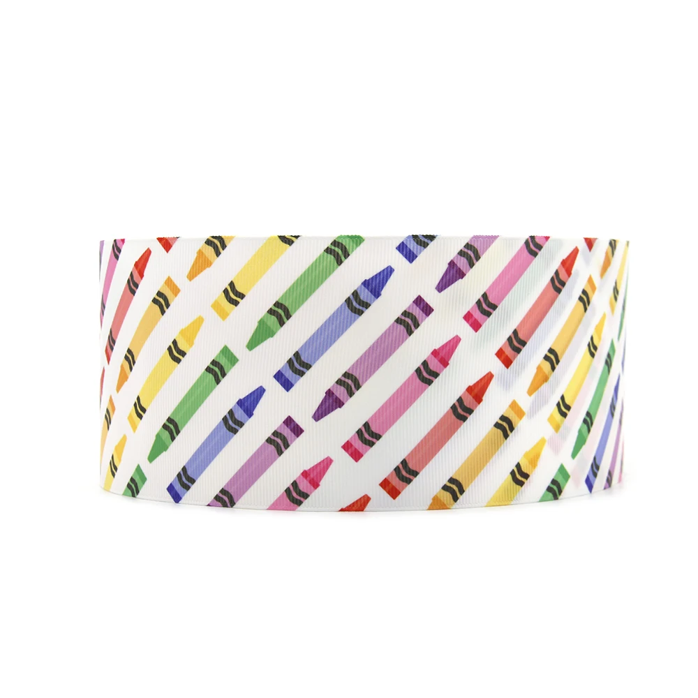 David accessories " 75 мм Back To School печатная корсажная лента бант для волос Сделай Сам праздничный декор для учебы материалы, 50Yc7237
