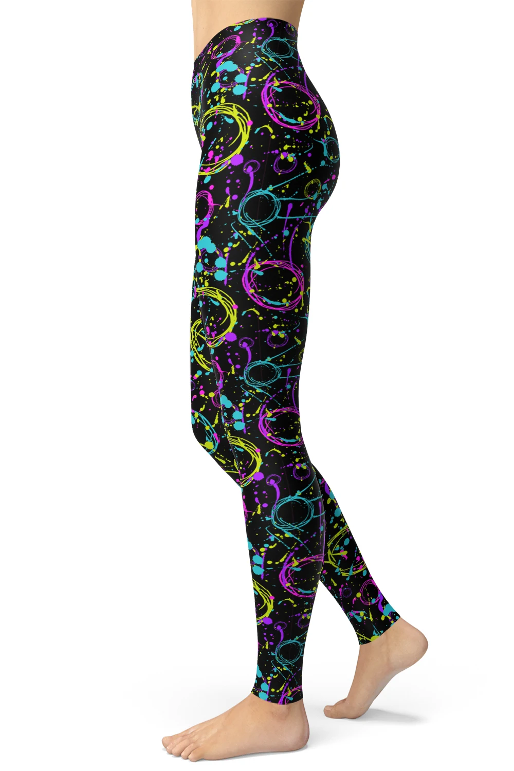 Женские леггинсы с художественным принтом Splash эластичные дышащие для фитнеса