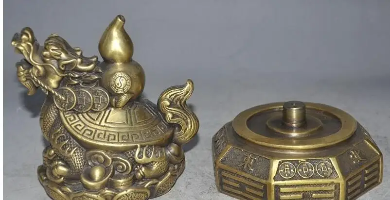 Shun794 + 7 &quotкитайский латунь богатство деньги монета слиток Тыквы Дракон черепаха