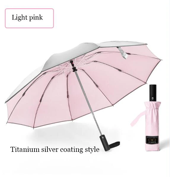 light pink 10 K ветронепроницаемый двухсторонний зонт для мужчин Авто бизнес автомобильный зонт Анти-УФ Женский складной зонт для дождя и солнца автоматический солнцезащитный мужской Paraguas - Цвет: light pink