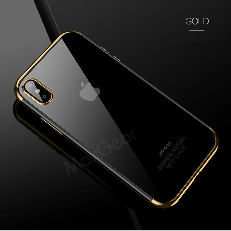 Для iphone XS чехол для MAX XR силиконовый чехол для iphone X 6 6S 7 8 Plus Роскошный тонкий защитный чехол для телефона мягкий чехол для iphone X - Цвет: Golden