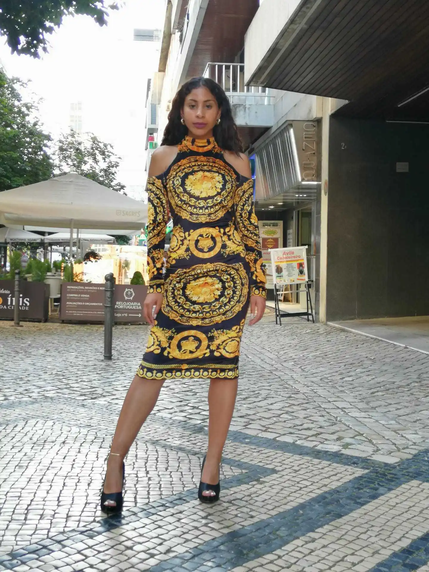 2019 модный принт эластичный рукав свободный стиль Дашики в полоску длинные платья