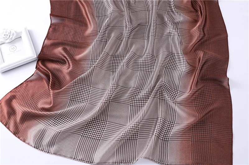 Women Silk scarf Beach Shawl Echarpe Luxurious Wrap Designer scarves female Houndstooth panshmina beach stole bandana | Аксессуары для
