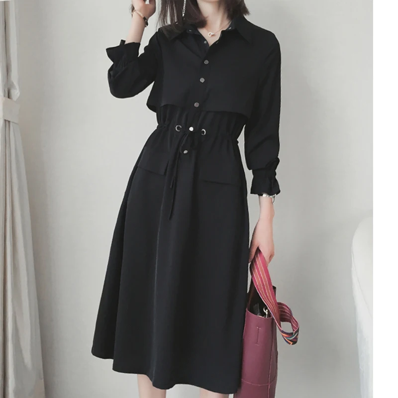 Женское платье-рубашка m16 однотонное облегающее платье с высокой талией и