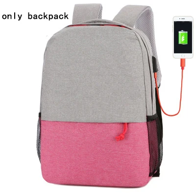 Style 1 gray pink Нейлоновый рюкзак для путешествий с usb зарядкой, женские и мужские рюкзаки, устойчивые к царапинам, сумка для ноутбука 13, 14, 15, 15,6 дюймов, большие сумки для ноутбуков - Цвет: Style 1 gray pink