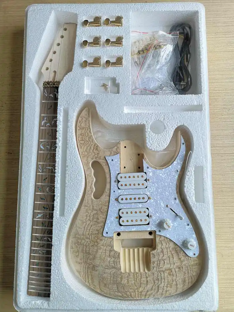 CLDJT-2 DIY 7 в Маньчжурский пепельный электрогитара набор липа корпус палисандр гриф прочный клен шеи аксессуары для гитары - Цвет: CLDJT-2