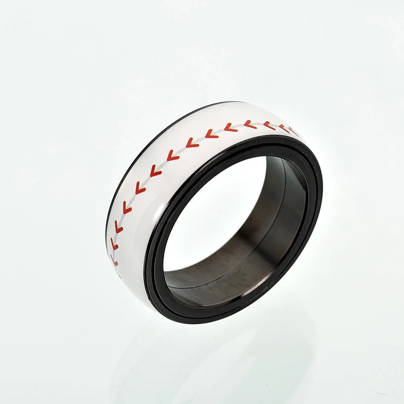 Baseball ELSEMODE, титановая сталь, спортивный Спиннер, баскетбольное, футбольное кольцо для мужчин, вращающаяся полоса, мужские кольца для мальчиков, Anel Bijoux - Цвет основного камня: Baseball