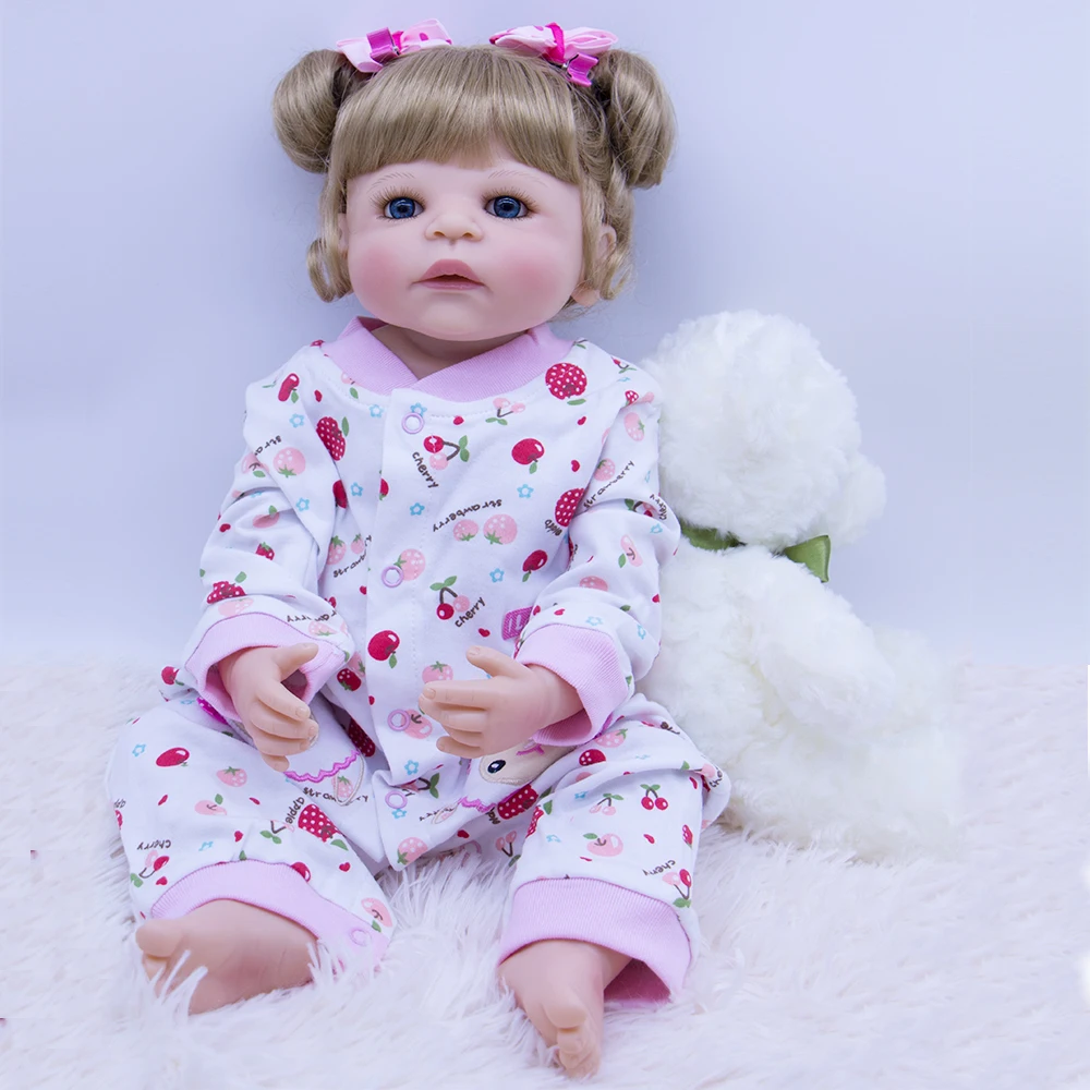 55 см куклы принцессы с голубыми глазами Bebe подарок Reborn Bonecas Brinquedos настоящее живое