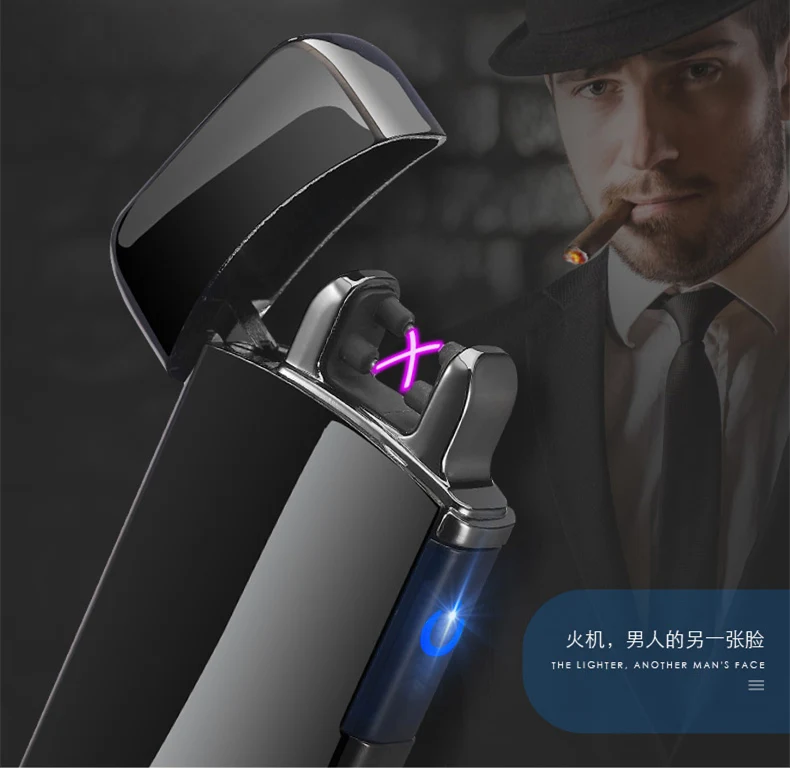 Индуктивная двойная дуга USB Зажигалка перезаряжаемый электронный светодиодный прикуриватель с индикатором сигаретная плазма Palse Pulse Thunder зажигалка