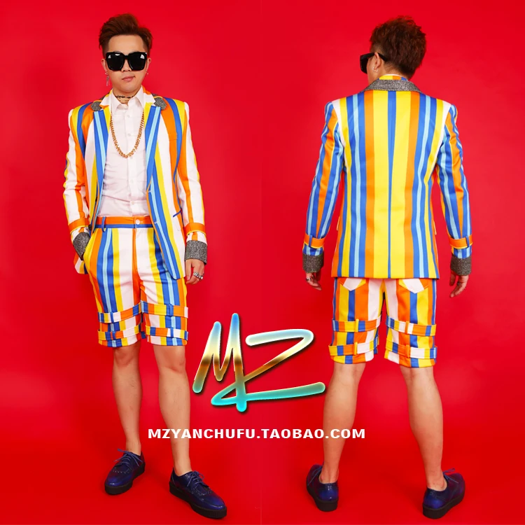 

2022 summer newshort-sleeved suit male singer DJ host stage performance clothing nightclub guest stage dress bar suit A354