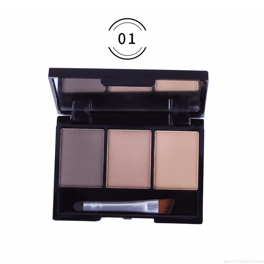 3 Color Eyebrow Powder Palette Lasting Waterproof Brown Black Eye Brow Enhancer with Brush Mirror Portable Cosmetic Makeup TSLM2