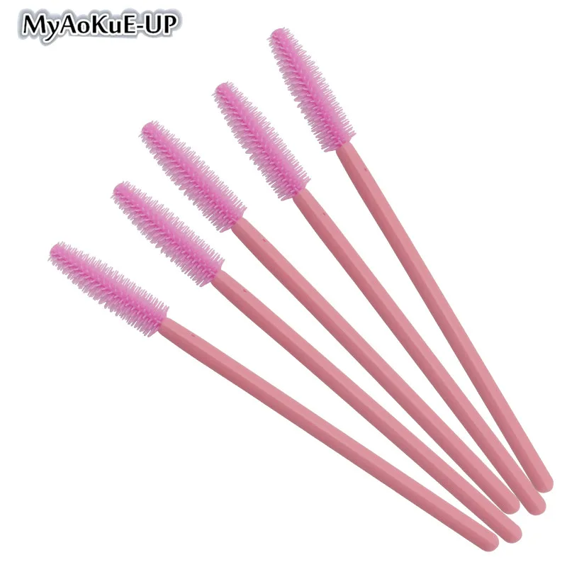 All pink Косметический 250 шт ресницы кисти тушь для ресниц Палочки Силиконовые брови кисти для наращивания ресниц палочка аппликатор макияж кисти инструмент - Handle Color: All pink
