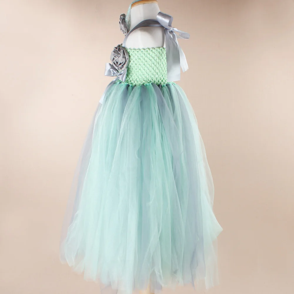 Mint Green and Gray Couture Wedding Flower Girl Tutu Dress Baby Dancing Birthday Summer Kids Photo Clothing TS054 | Детская одежда и