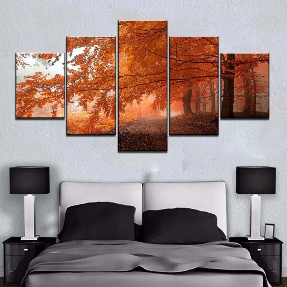 5 шт. вишня в цвету Желтое дерево лесная дорожка Современная декоративная Картины