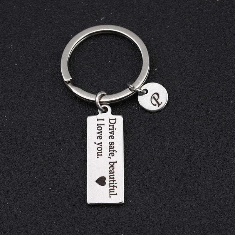 Engraved Drive Safe Beautiful I Love You Keychain Personalized A ~ Z For Boyfriend Girlfriend Couple Gift Driver Holder Key Tag | Украшения