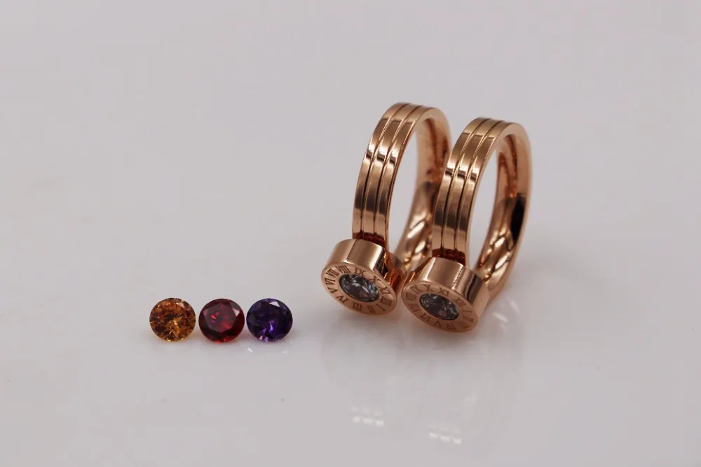 Модное Брендовое кольцо из нержавеющей стали цвета розового золота с яркими