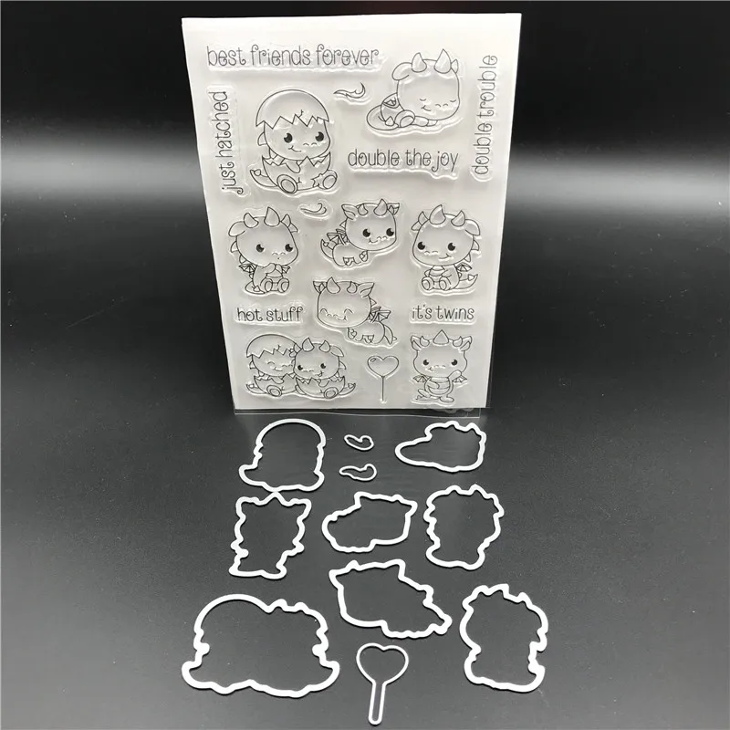 Милые металлические трафареты с изображением вырубного дракона для сделай сам