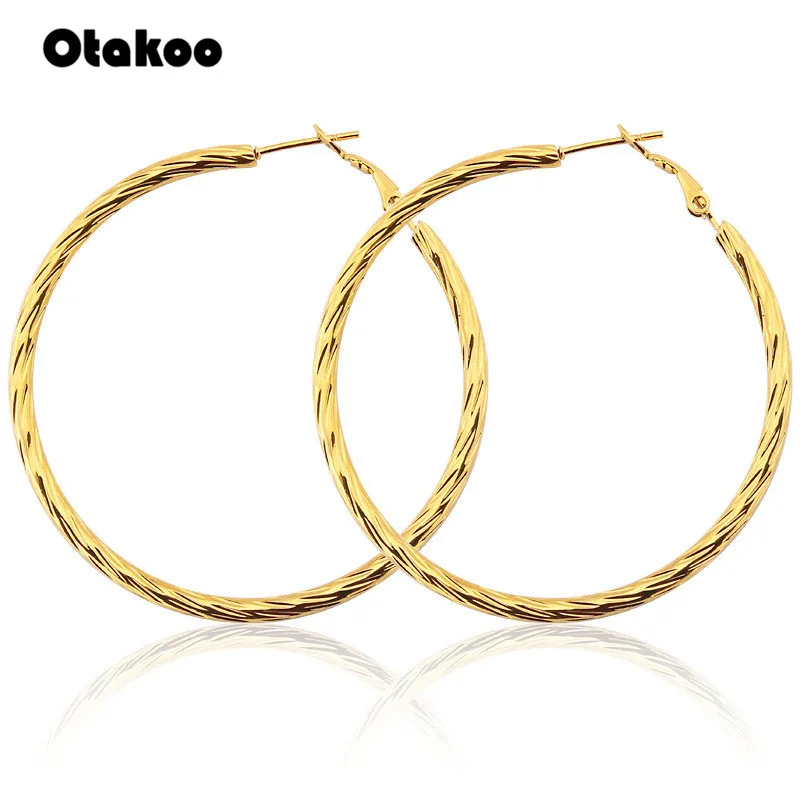 Женские серьги кольца Otakoo из нержавеющей стали модные золотого цвета круглые и