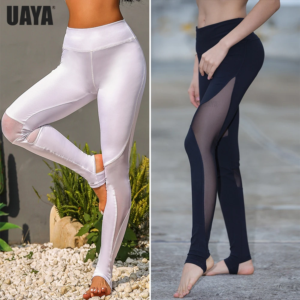 Uaya 2019 Новый Йога женские брюки леггинсы для Фитнес сетка пэчворк пуш-ап лосины