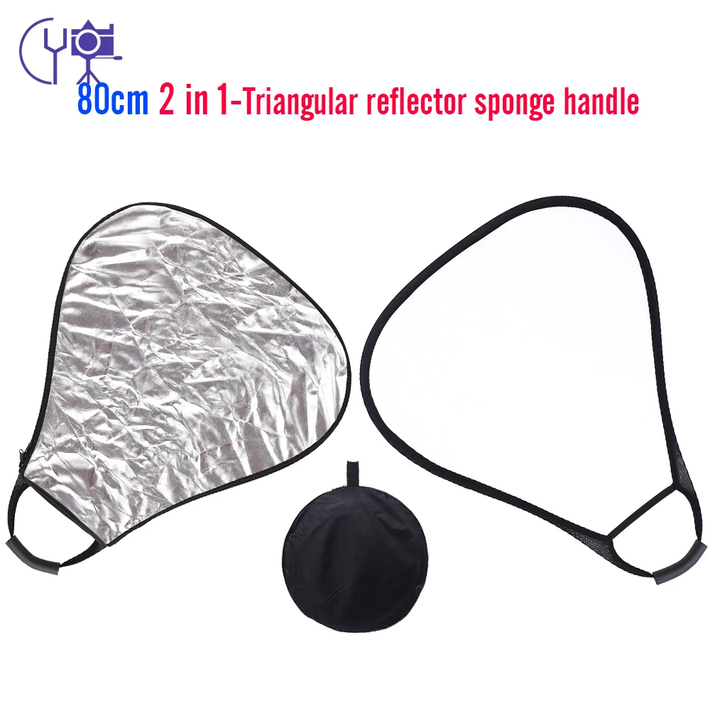 

CY 32'' 80CM 2in1 Portable triangle photo Studio reflector Collapsible Photographic Lighting Reflector+ handle bar Carrying Bag