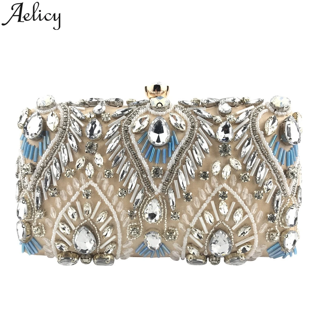 Женский клатч Aelicy с кристаллами и бусинами на цепочке 2019 | Багаж сумки