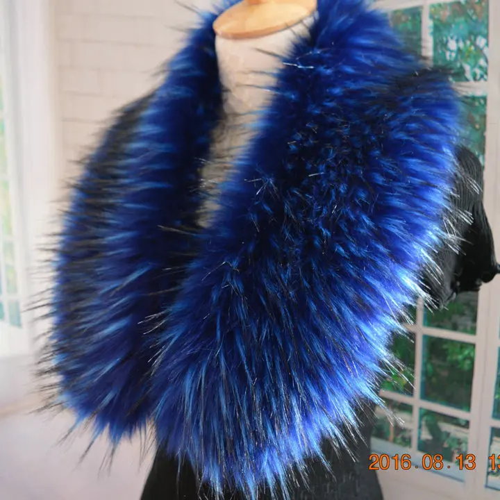 Воротник из искусственного меха енота цветной шарф для мужчин и женщин меховой