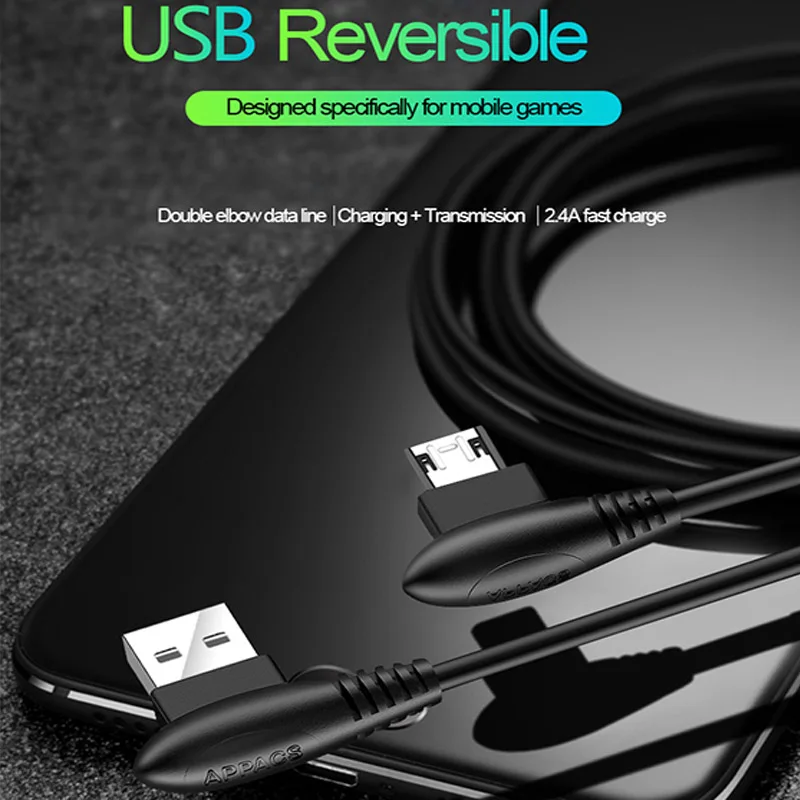 APPACS кабель для быстрой зарядки 1 2 м 4 А Micro USB коннектор Samsung 90 градусов usb