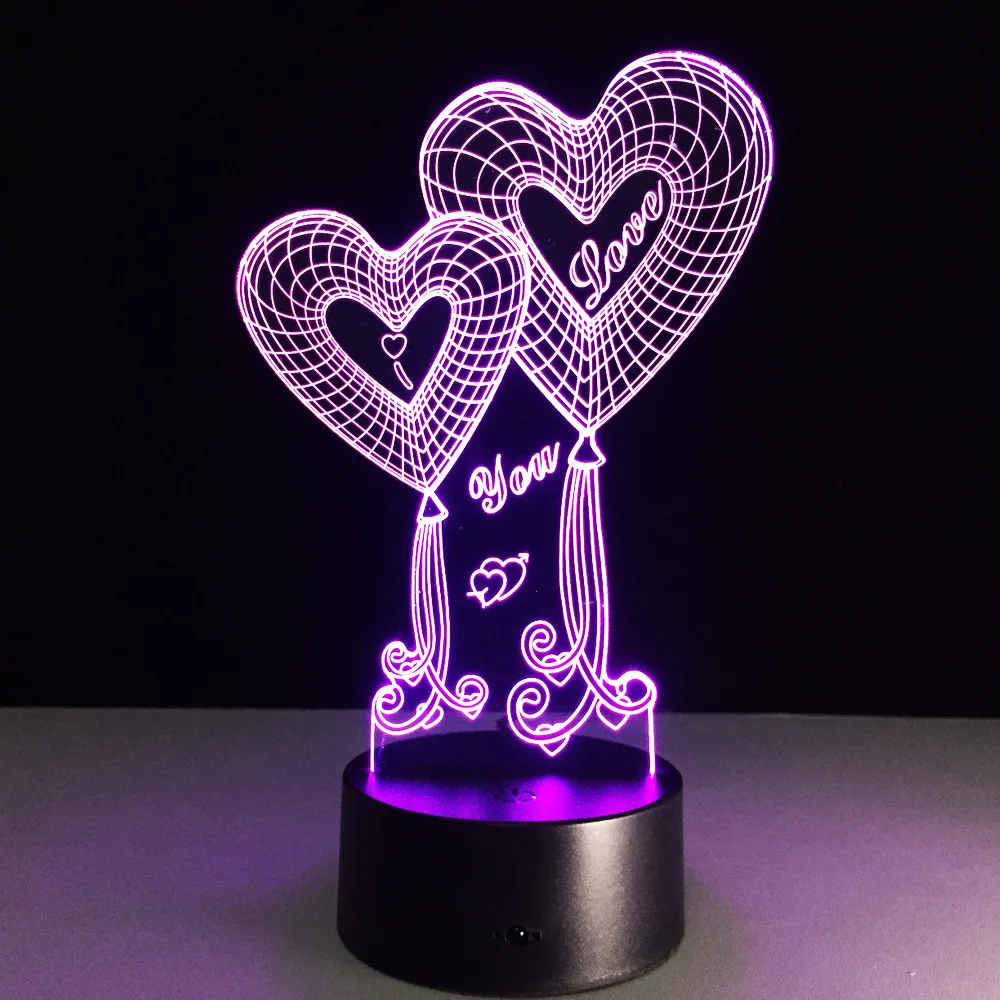 

Sweet Love Heart Shape Colorful LED Night Light Lamp for Christmas Decor Home Decor 7 Colors for Wedding Party Decoration