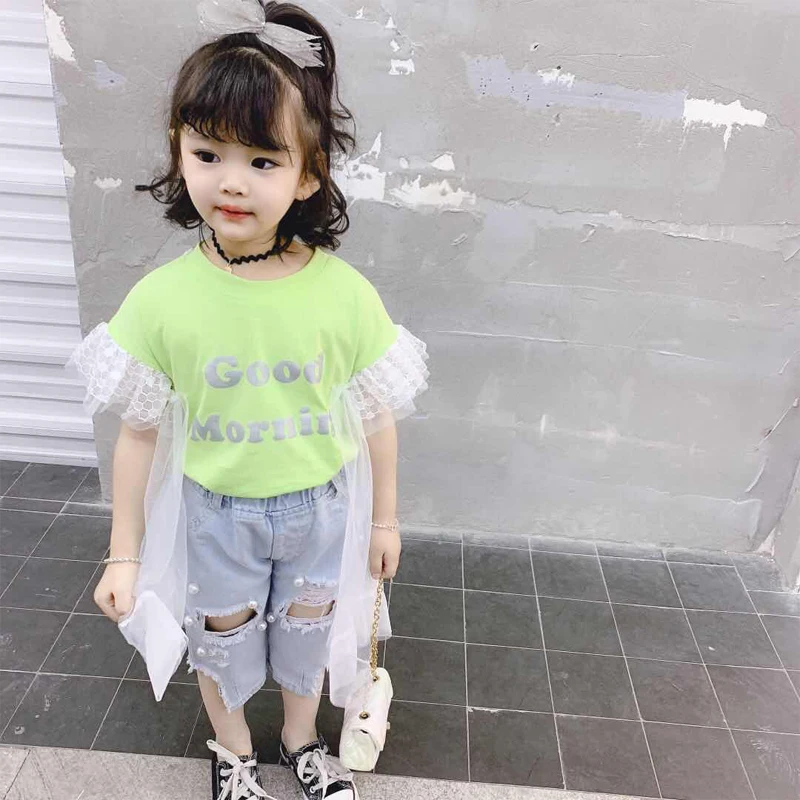 Футболка с короткими рукавами для девочек лето 2019 новая детская футболка из
