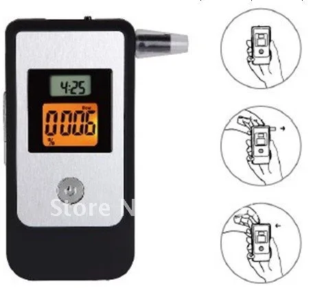 Цифровой ЖК дисплей Алкотестер дыхательный спирт тестер с 3 шт. мундштуками