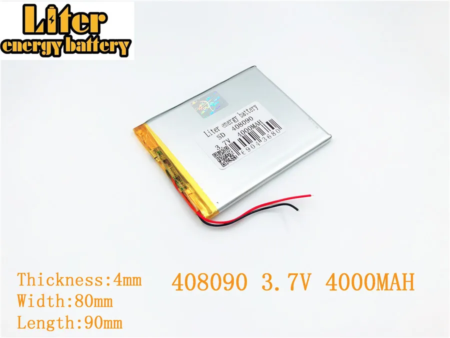 

3.7V 408090 4000MAH lithium polymer battery Tablets Power Wireless Power FOR 3.7V 408090 PLUG polymer rechargeable battery