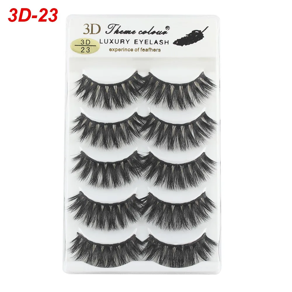 5 Pairs 3D Mink Hair False Eyelashes Thick Natural Cross Long Lashes Fluffy Fake Eye Extension Beauty Makeup Tools | Красота и