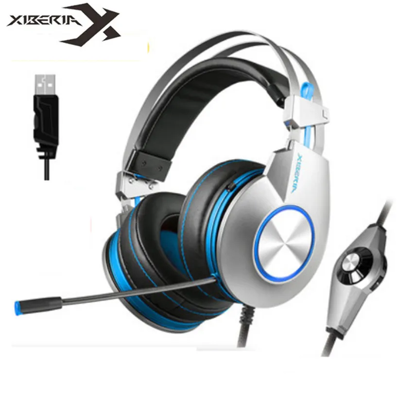 XIBERIA K5 игровая гарнитура для ПК, игровые наушники для компьютера, шлем USB 7,1, объемные стерео наушники с микрофоном, светодиодный светильник
