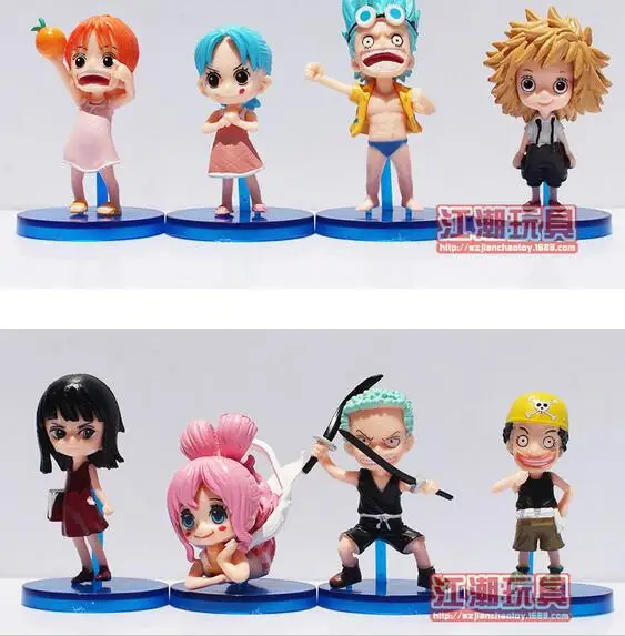 8 шт./компл. Usopp Nefeltari Vivi Nami Robin Franky Мини фигурки героев аниме ПВХ игрушки|figure toy|mini one
