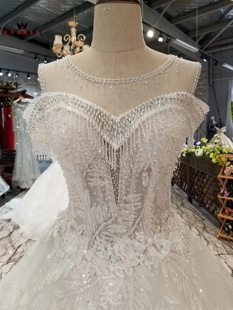 Платье vestido de noiva бальное платье с кружевами и жемчугом расшитые блестками на
