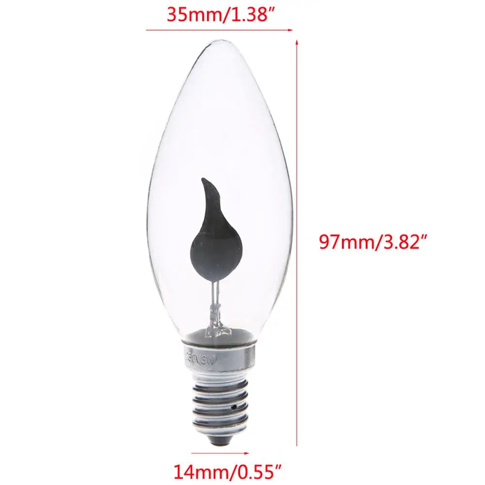 E14 3W Edison накаливания свеча Мерцающая лампа огонь пламя хвост/наконечник Ретро