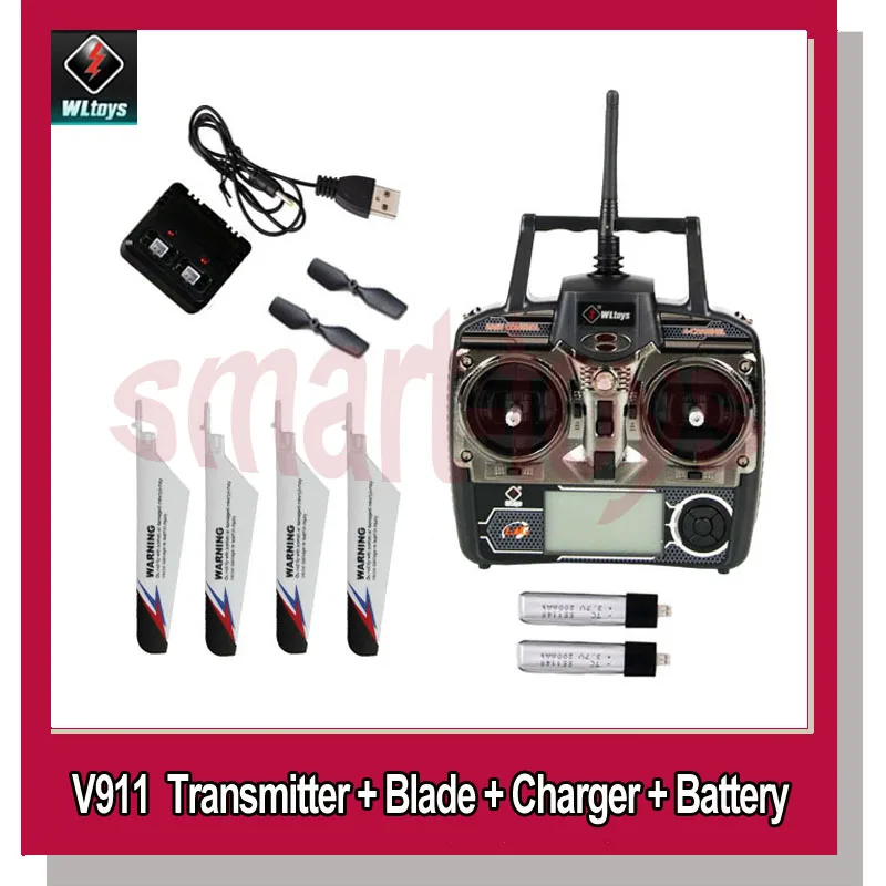 New Wltoys V911 Helicopter Spare Parts V911-1 Transmitter Charger 2x Batteries 4x main blades tail blade | Игрушки и хобби