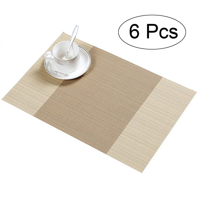 6pcs beige 6 шт./компл. ПВХ моющиеся салфетки для обеденного стола грязестойкие чаши колодки подставки для стола тканевый коврик домашние инструменты - Цвет: 6pcs beige