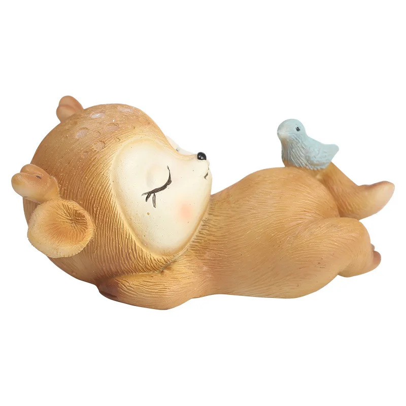 Креативное милое украшение из смолы в форме спящего оленя для автомобиля дома