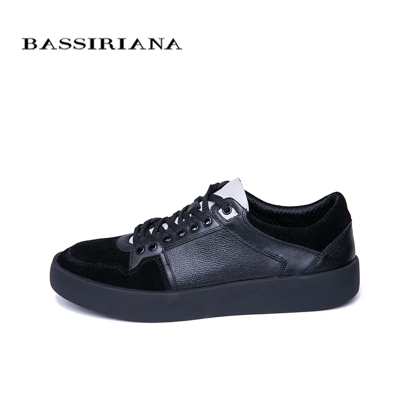 BASSIRIANA New 2019 Genuine Leather men casual shoes lace up comfortable round toe spring autumn 39-45 size handmade | Обувь