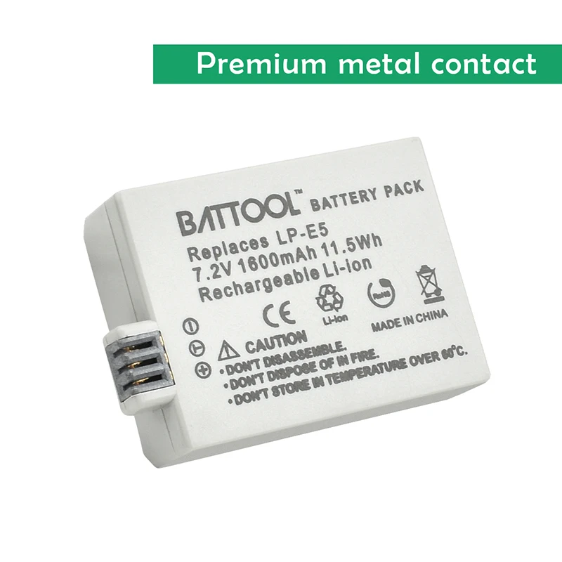 Batcool 2 шт. литий-ионные аккумуляторы + зарядное устройство 1.6Ah 7.2в LP-E5 для Canon EOS 1000D