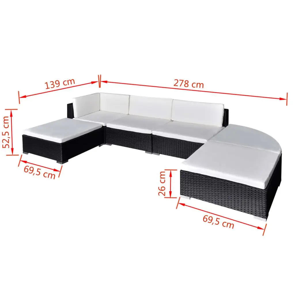 VidaXL 16 шт. черный поли ротанга сиденье набор садовой мебели|garden furniture|furniture garden