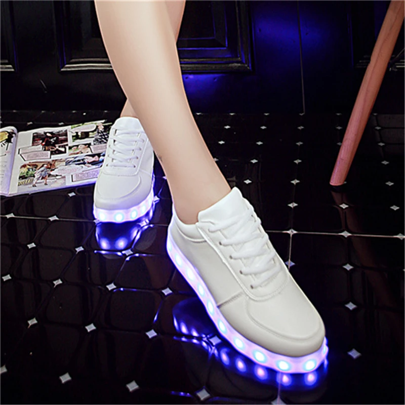 Solid Mens Led Light Up Shoes Flashing Luminous with USB Charging Children Glowing Slippers Basket Unisex | Обувь